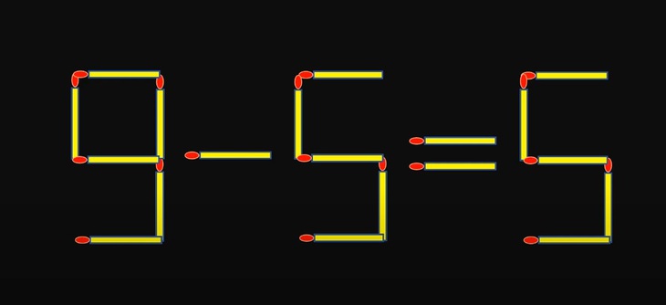Thử tài IQ: Di chuyển một que diêm để 9-5=5 thành phép tính đúng - Ảnh 1.