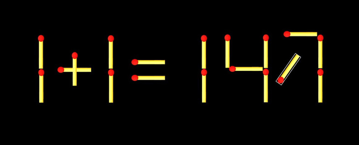 Thử tài IQ: Di chuyển một que diêm để 1+1=747 thành phép tính đúng - Ảnh 1.