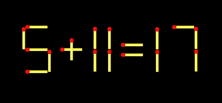 Thử tài IQ: Di chuyển một que diêm để 5+11=17 thành phép tính đúng - Ảnh 1.