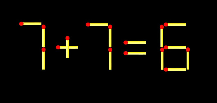 Thử tài IQ: Di chuyển một que diêm để 7+7=6 thành phép tính đúng - Ảnh 1.