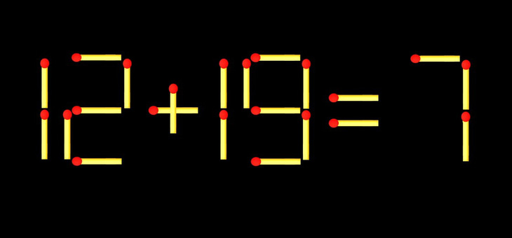 Thử tài IQ: Di chuyển một que diêm để 12+19=7 thành phép tính đúng - Ảnh 1.