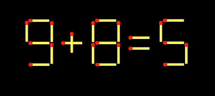 Thử tài IQ: Di chuyển một que diêm để 9+8=5 thành phép tính đúng - Ảnh 1.