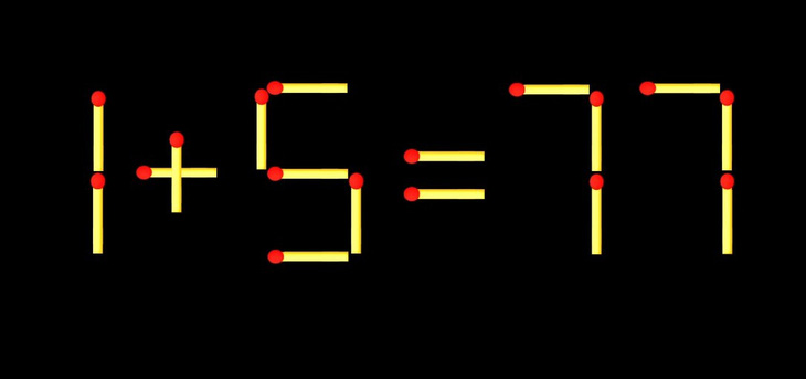 Thử tài IQ: Di chuyển một que diêm để 1+5=77 thành phép tính đúng - Ảnh 1.