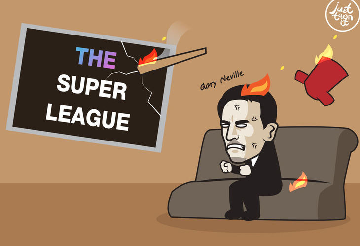 Cựu cầu thủ Gary Neville là một trong những người chửi vụ Super League mạnh mẽ nhất. Ảnh: Just Toon It.