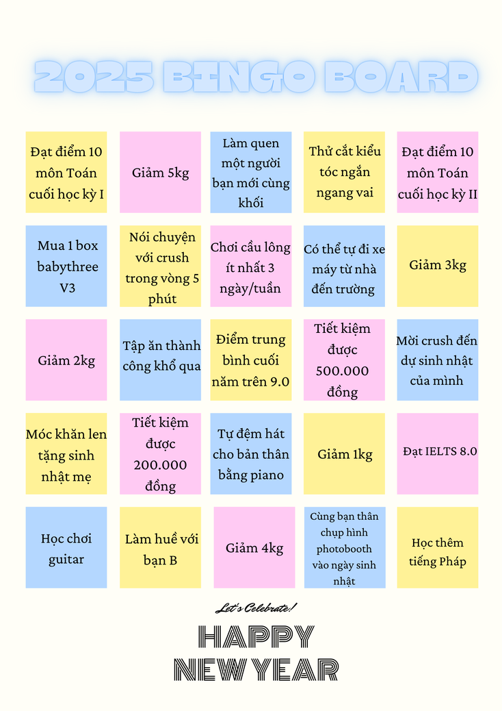 Làm thử ngay bingo board để đặt mục tiêu cho năm mới- Ảnh 2.