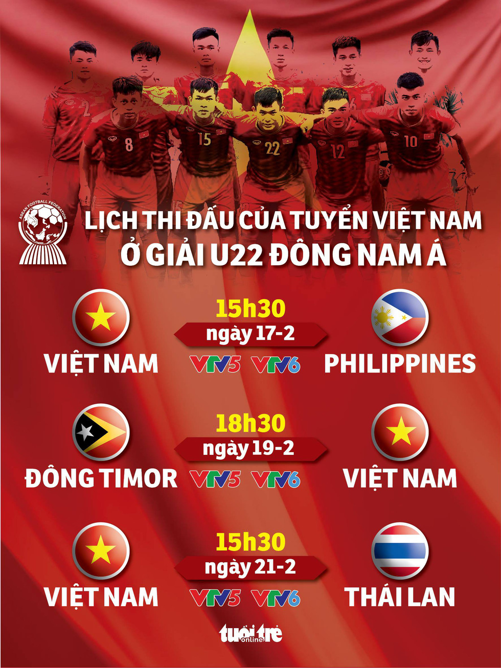 Lịch thi đấu của tuyển Việt Nam tại Giải U-22 Đông Nam Á 2019 - Ảnh 1.