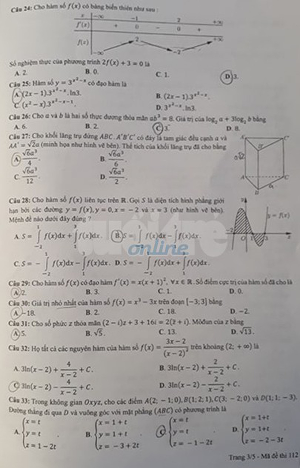 Đáp án môn toán thi THPT quốc gia 2019 - Ảnh 22. Đáp án môn toán thi THPT quốc gia 2019 - Ảnh 22.