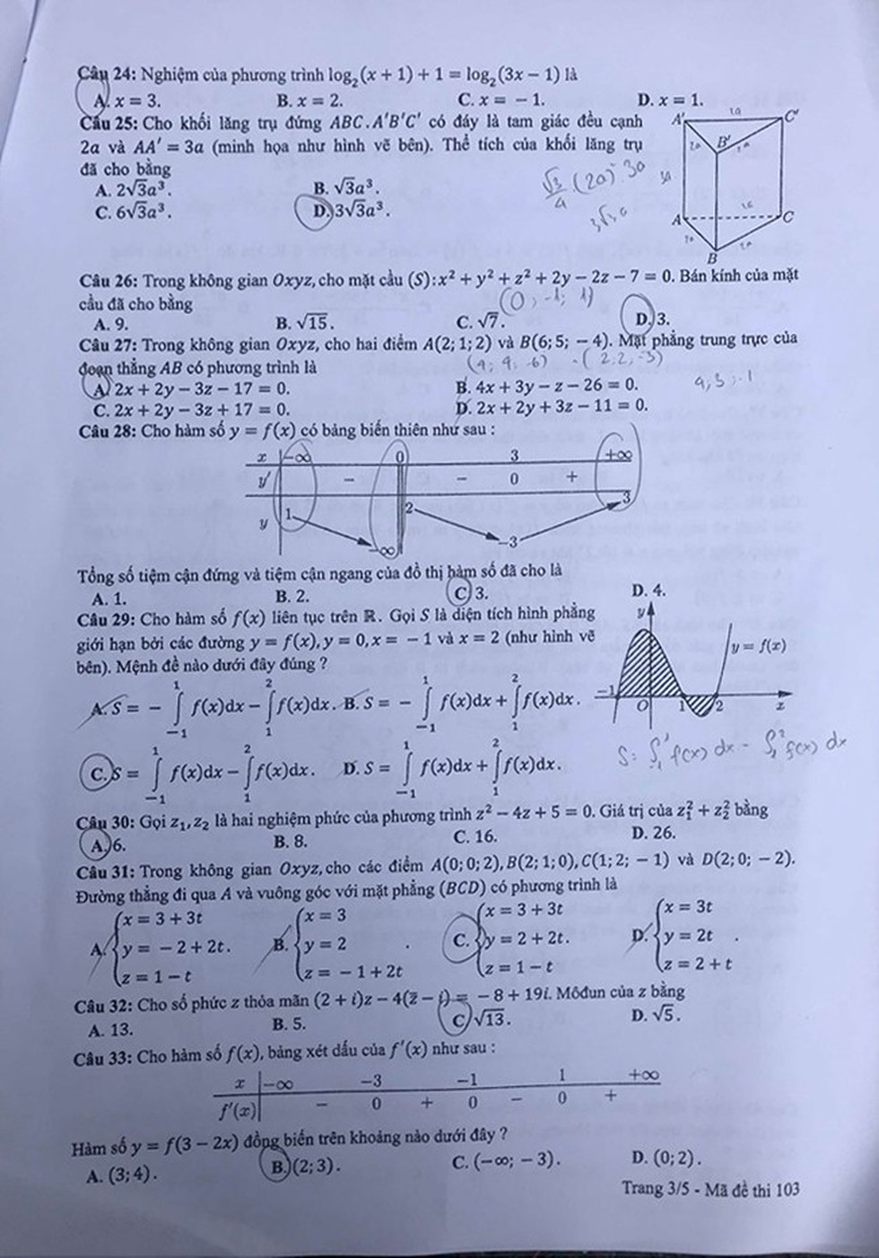 Đáp án môn toán thi THPT quốc gia 2019 - Ảnh 12. Đáp án môn toán thi THPT quốc gia 2019 - Ảnh 12.