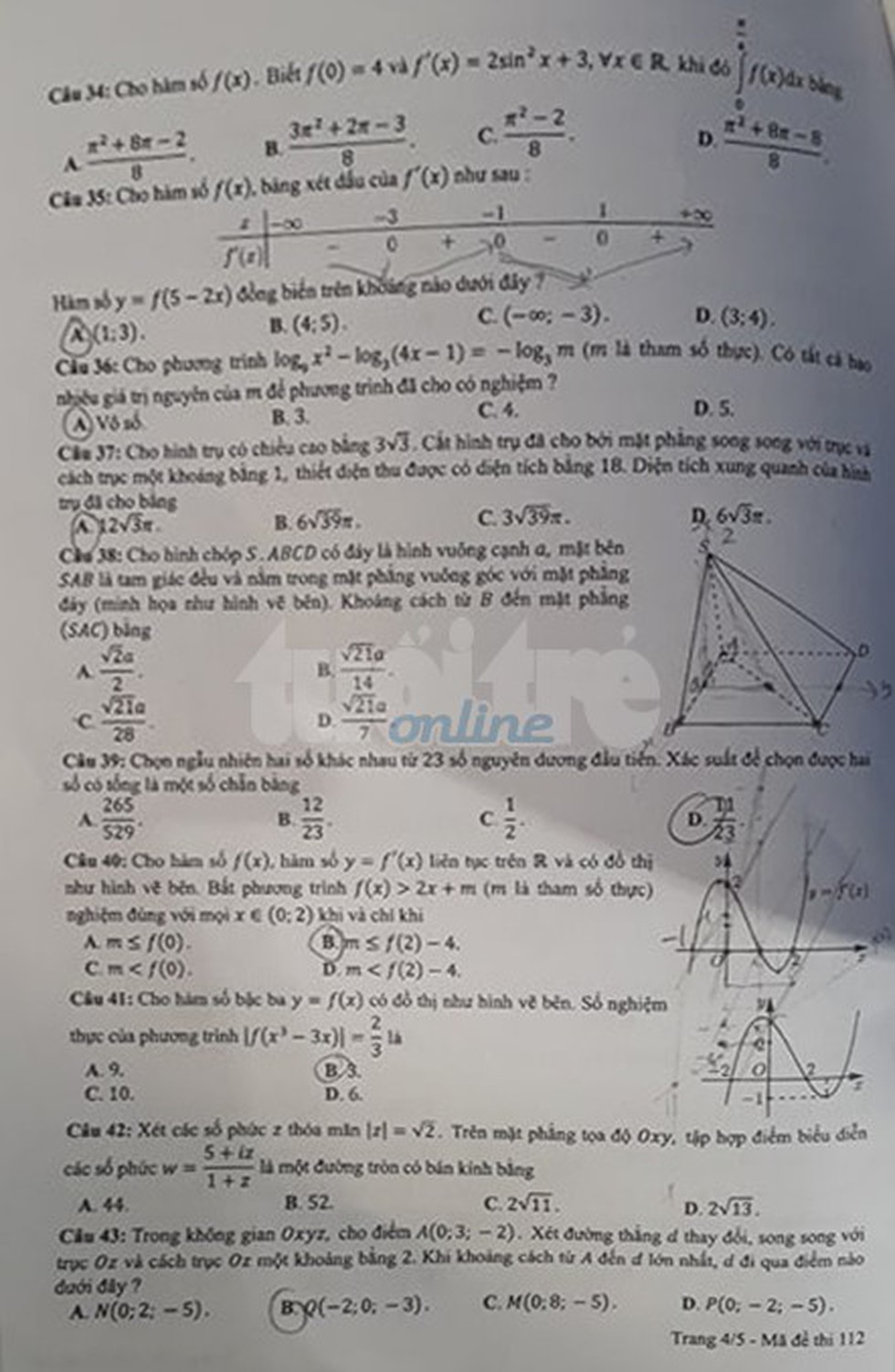 Đáp án môn toán thi THPT quốc gia 2019 - Ảnh 23. Đáp án môn toán thi THPT quốc gia 2019 - Ảnh 23.