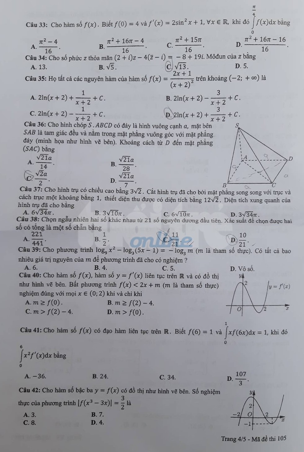 Đáp án môn toán thi THPT quốc gia 2019 - Ảnh 28. Đáp án môn toán thi THPT quốc gia 2019 - Ảnh 28.