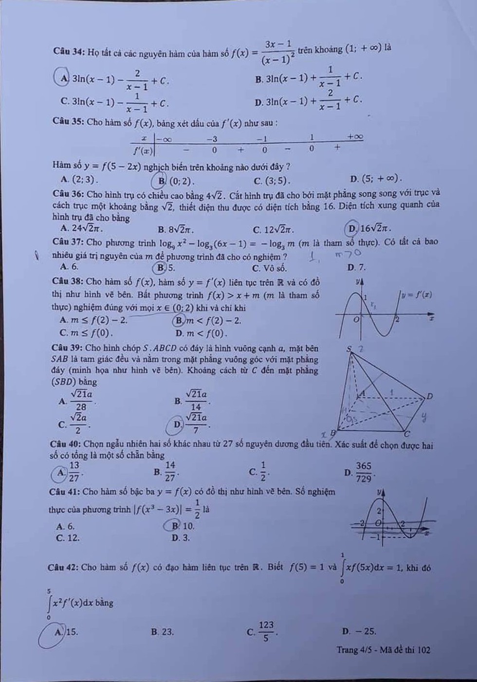 Đáp án môn toán thi THPT quốc gia 2019 - Ảnh 8. Đáp án môn toán thi THPT quốc gia 2019 - Ảnh 8.