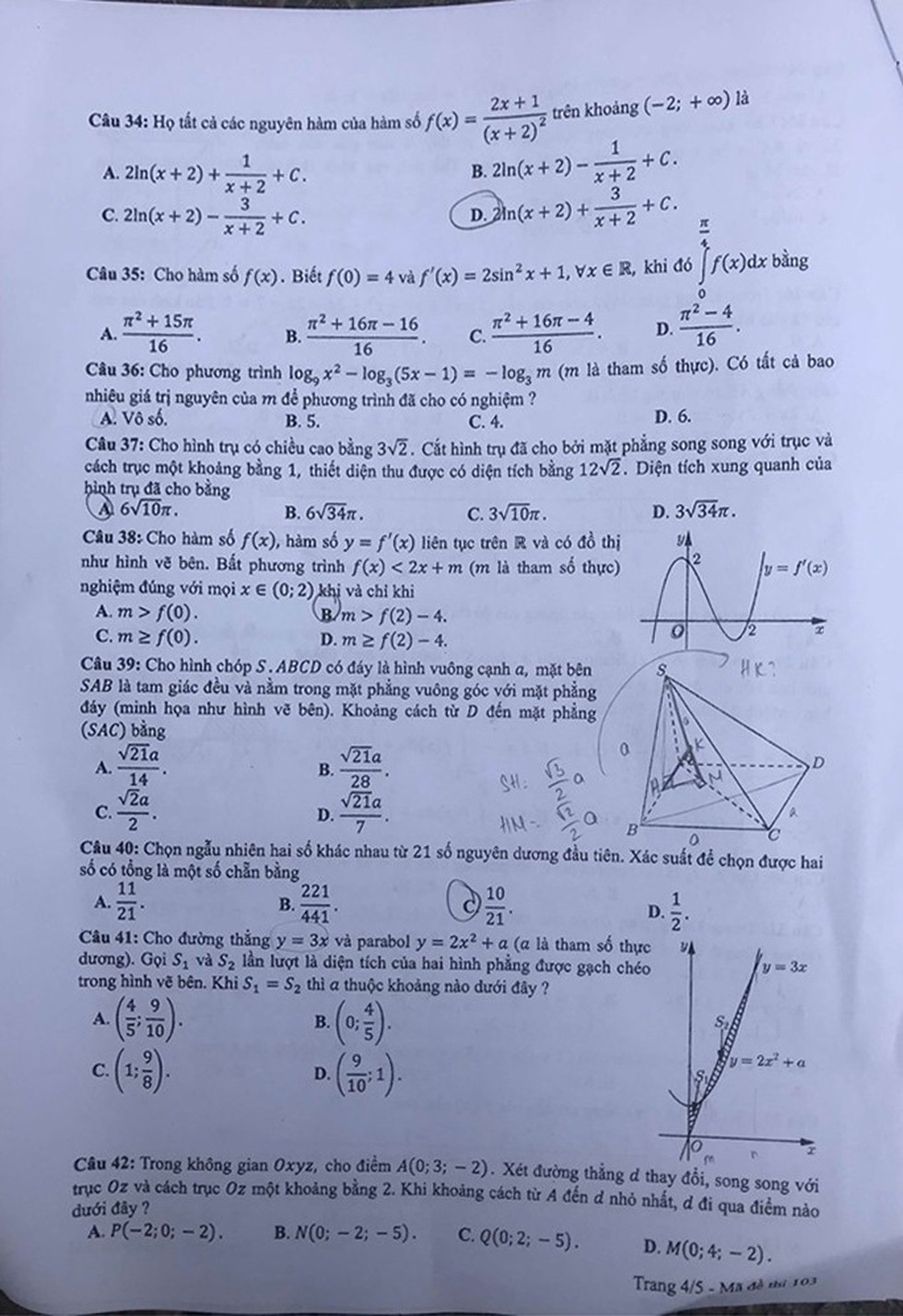 Đáp án môn toán thi THPT quốc gia 2019 - Ảnh 13. Đáp án môn toán thi THPT quốc gia 2019 - Ảnh 13.