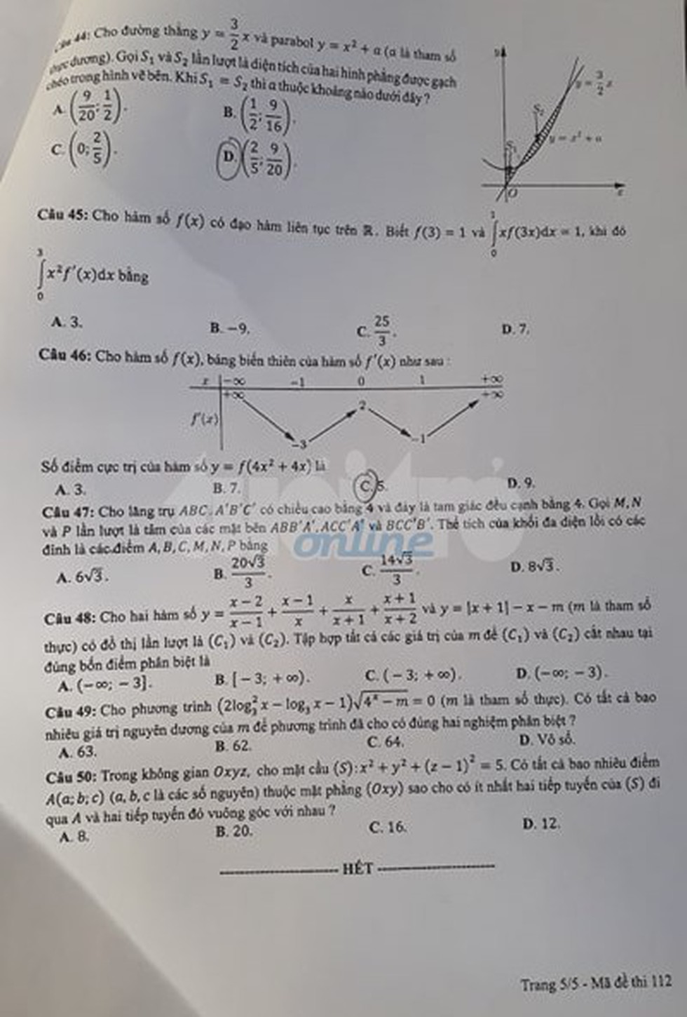 Đáp án môn toán thi THPT quốc gia 2019 - Ảnh 24. Đáp án môn toán thi THPT quốc gia 2019 - Ảnh 24.