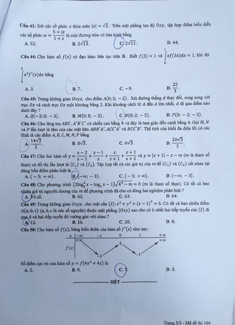 Đáp án môn toán thi THPT quốc gia 2019 - Ảnh 19. Đáp án môn toán thi THPT quốc gia 2019 - Ảnh 19.