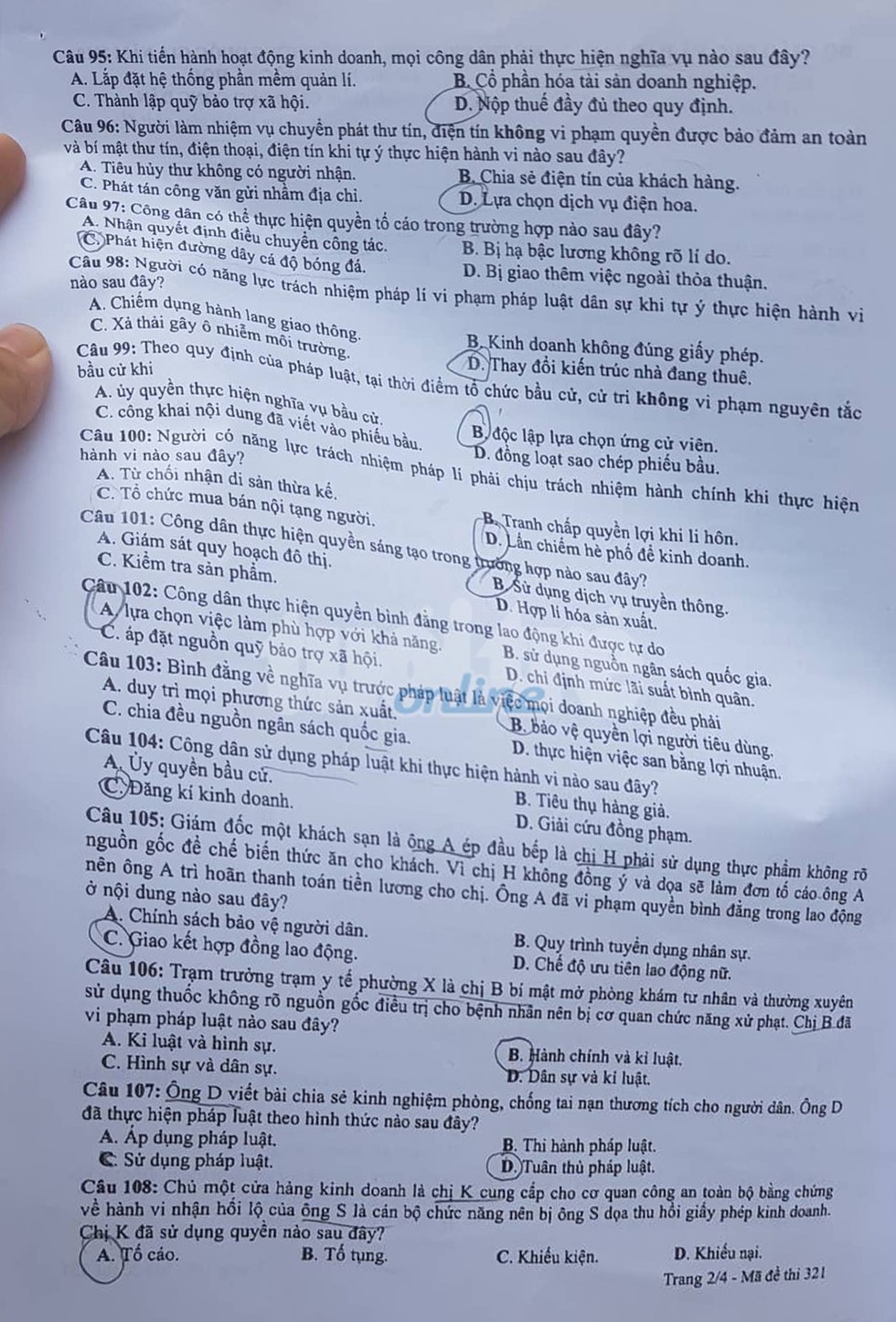 Đáp án môn giáo dục công dân thi THPT quốc gia 2019 - Ảnh 6. Đáp án môn giáo dục công dân thi THPT quốc gia 2019 - Ảnh 6.