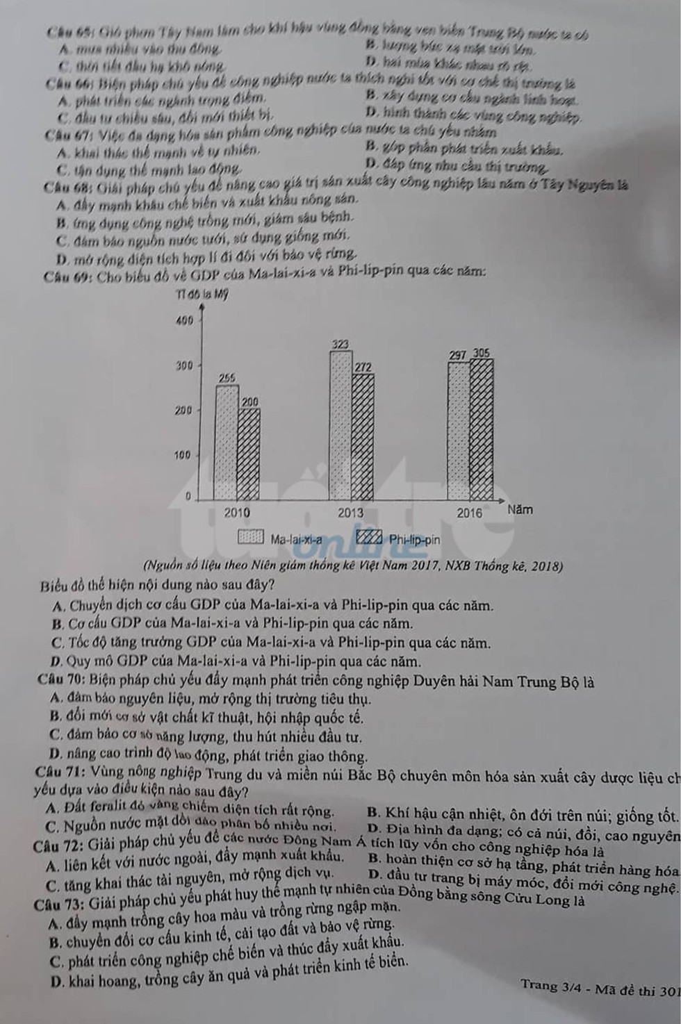 Đáp án môn địa lý THPT quốc gia 2019 - Ảnh 11. Đáp án môn địa lý THPT quốc gia 2019 - Ảnh 11.