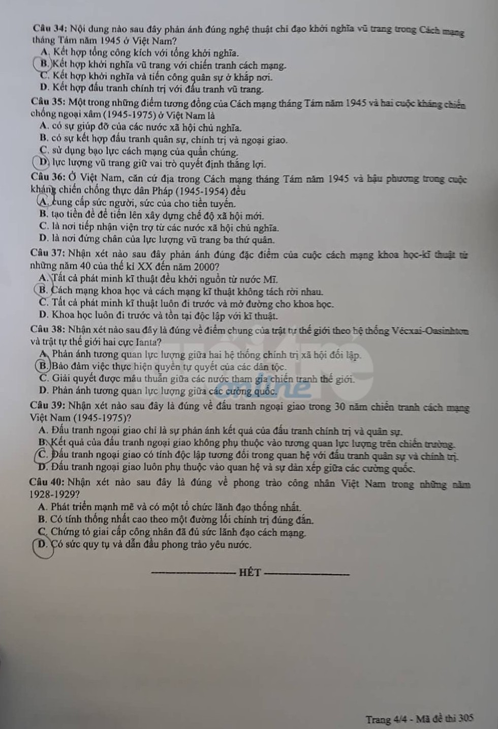 Đáp án môn sử THPT quốc gia 2019 - Ảnh 8. Đáp án môn sử THPT quốc gia 2019 - Ảnh 8.