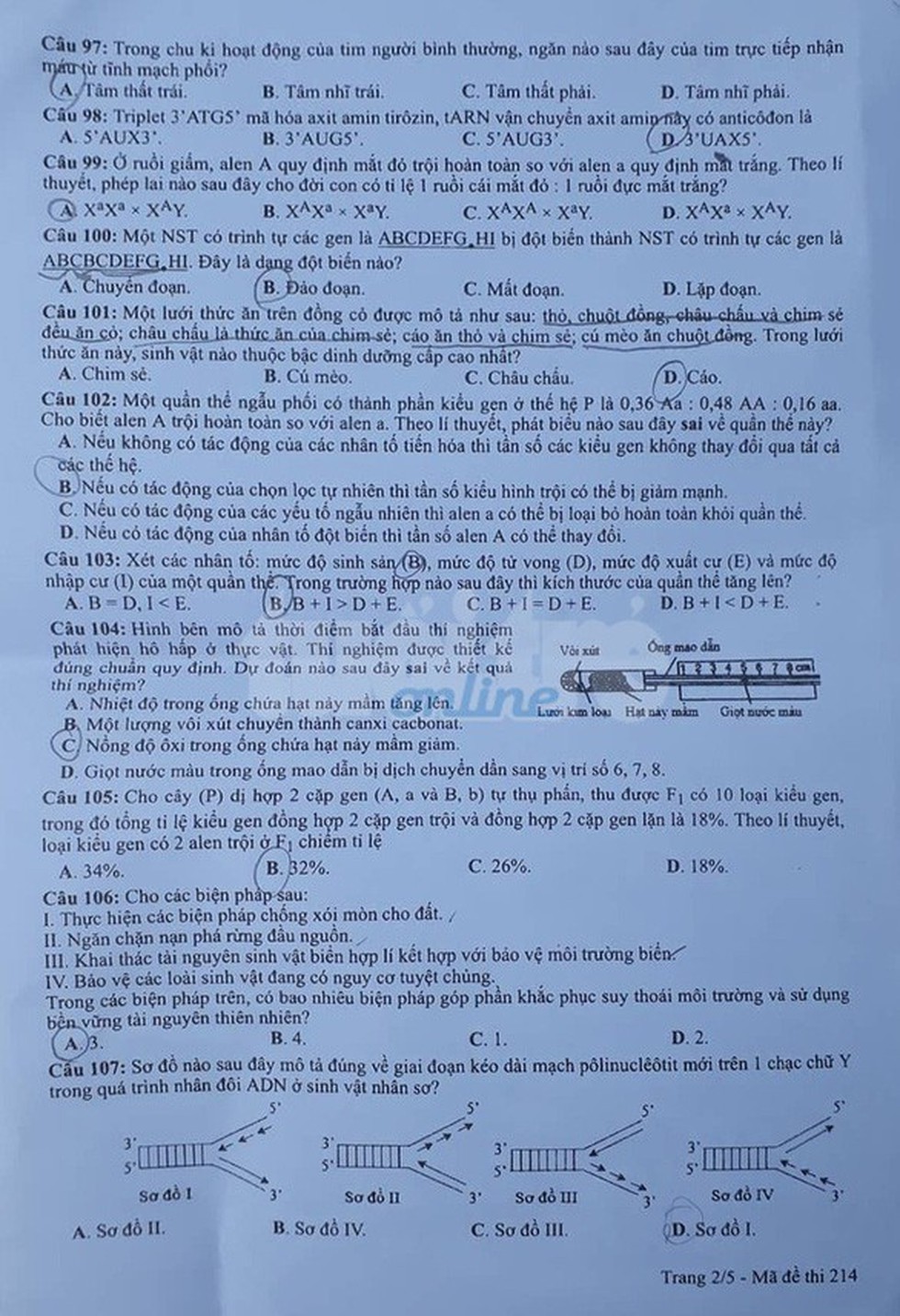 Đáp án môn sinh thi THPT quốc gia 2019 - Ảnh 5. Đáp án môn sinh thi THPT quốc gia 2019 - Ảnh 5.