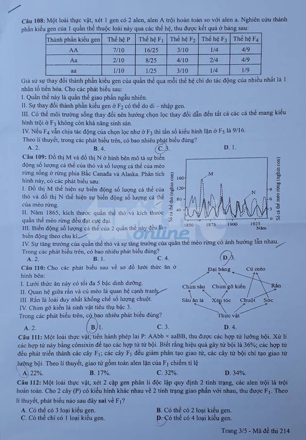 Đáp án môn sinh thi THPT quốc gia 2019 - Ảnh 6. Đáp án môn sinh thi THPT quốc gia 2019 - Ảnh 6.