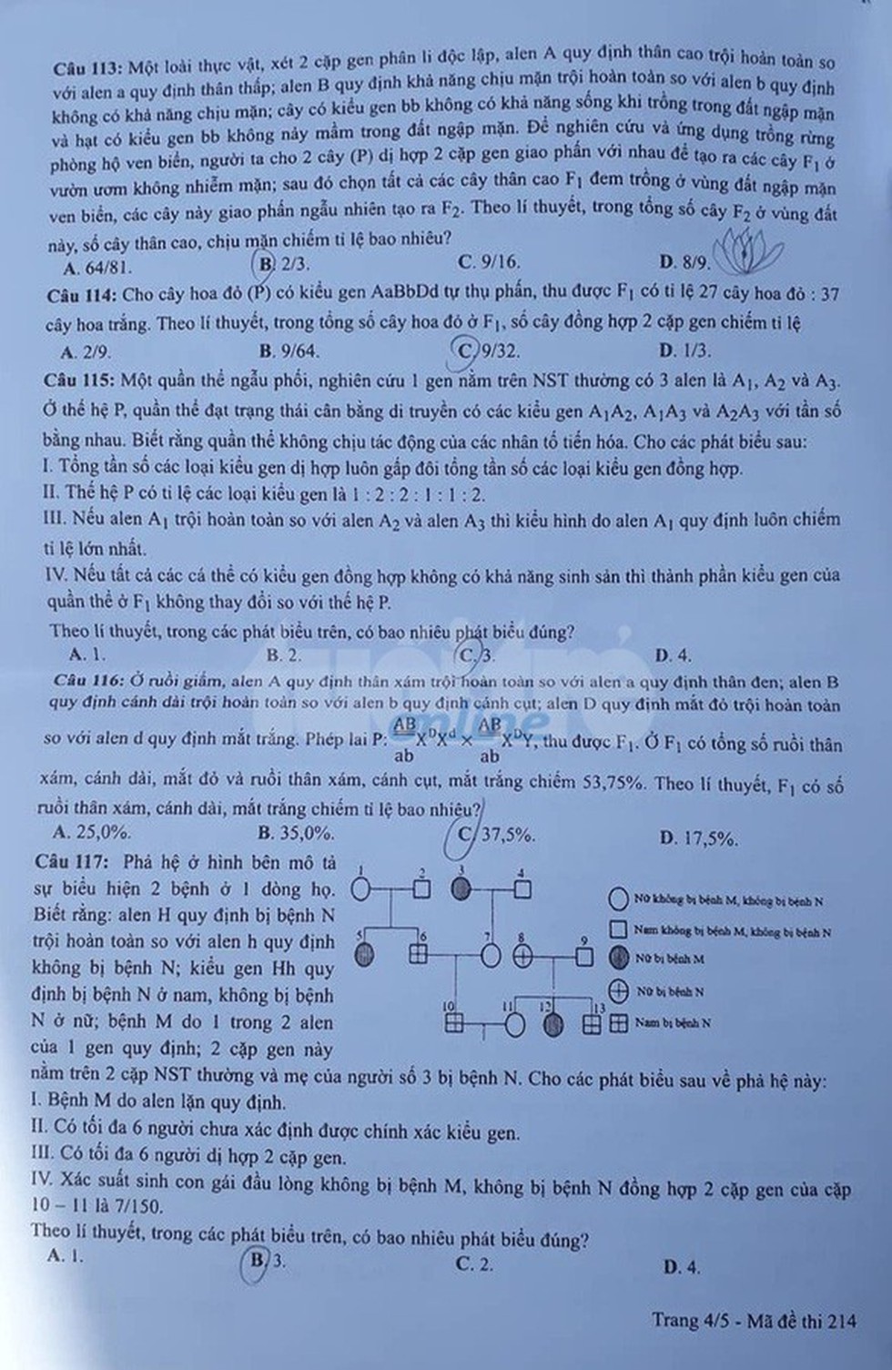 Đáp án môn sinh thi THPT quốc gia 2019 - Ảnh 7. Đáp án môn sinh thi THPT quốc gia 2019 - Ảnh 7.