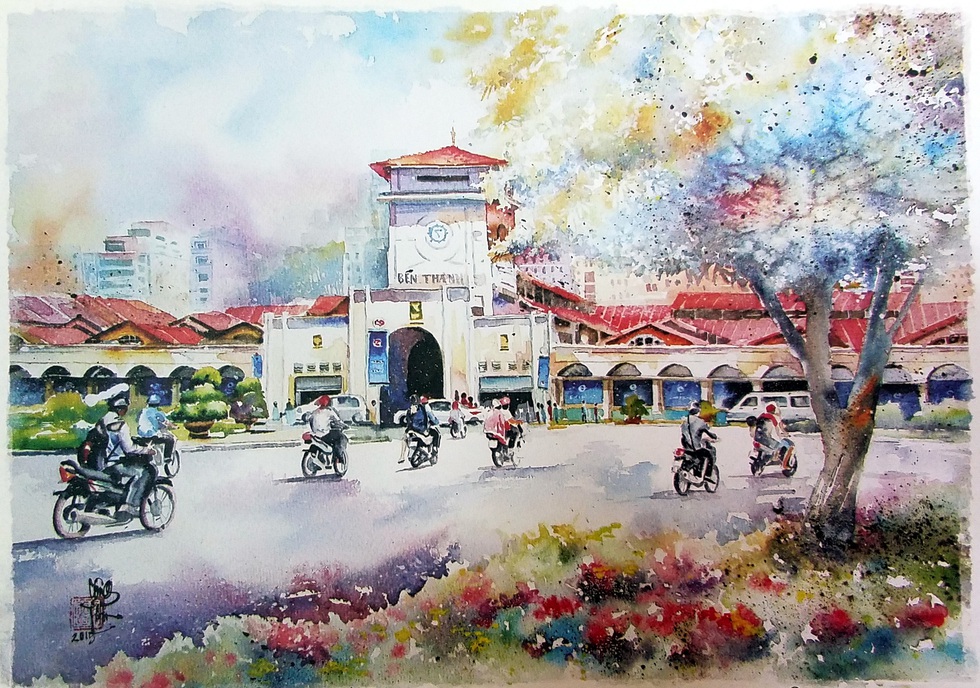 Dạo phố Sài Gòn qua tranh và ký họa của Phạm Công Tâm - Ảnh 2. Dạo phố Sài Gòn qua tranh và ký họa của Phạm Công Tâm - Ảnh 2.