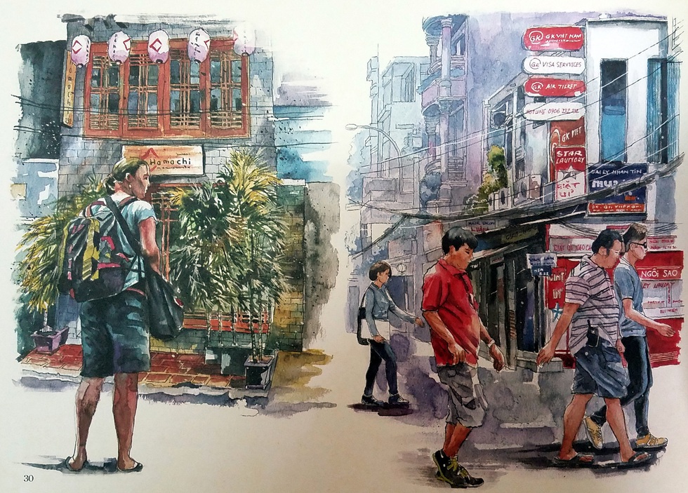 Dạo phố Sài Gòn qua tranh và ký họa của Phạm Công Tâm - Ảnh 5. Dạo phố Sài Gòn qua tranh và ký họa của Phạm Công Tâm - Ảnh 5.
