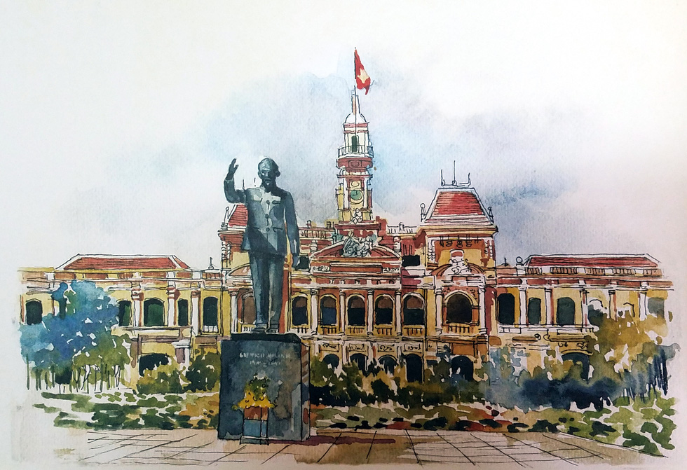 Dạo phố Sài Gòn qua tranh và ký họa của Phạm Công Tâm - Ảnh 3. Dạo phố Sài Gòn qua tranh và ký họa của Phạm Công Tâm - Ảnh 3.