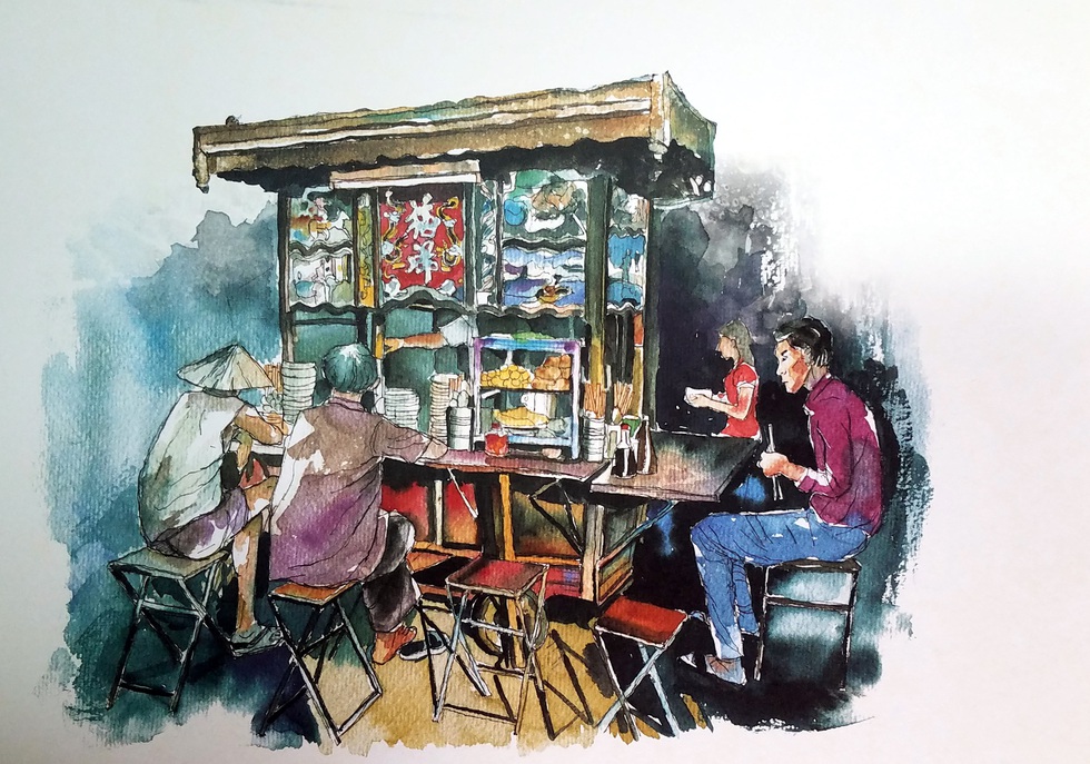 Dạo phố Sài Gòn qua tranh và ký họa của Phạm Công Tâm - Ảnh 4. Dạo phố Sài Gòn qua tranh và ký họa của Phạm Công Tâm - Ảnh 4.