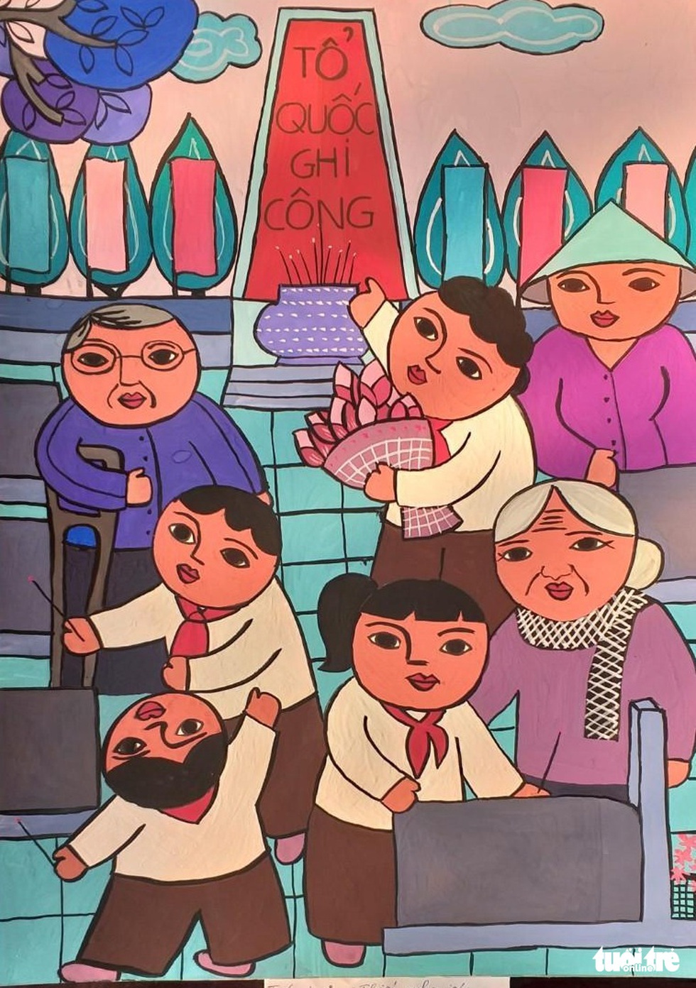 Ngắm những bức tranh vẽ Bác Hồ với thiếu nhi - Ảnh 6. Ngắm những bức tranh vẽ Bác Hồ với thiếu nhi - Ảnh 6.