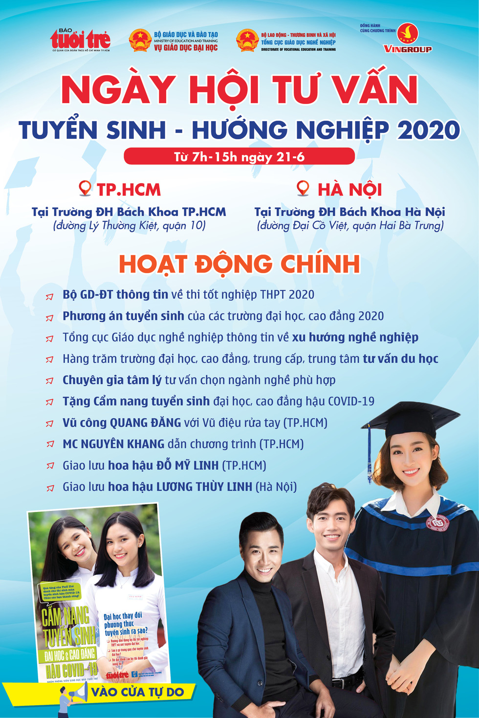 Sáng 21-6, Ngày hội tư vấn tuyển sinh đại học, cao đẳng 2020 tại Hà Nội, TP.HCM - Ảnh 1.