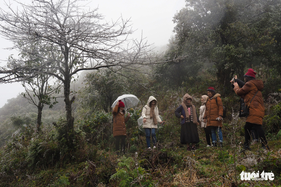 Tourists gather to the top of O Quy Ho Pass to take frozen photos - Photo 2.