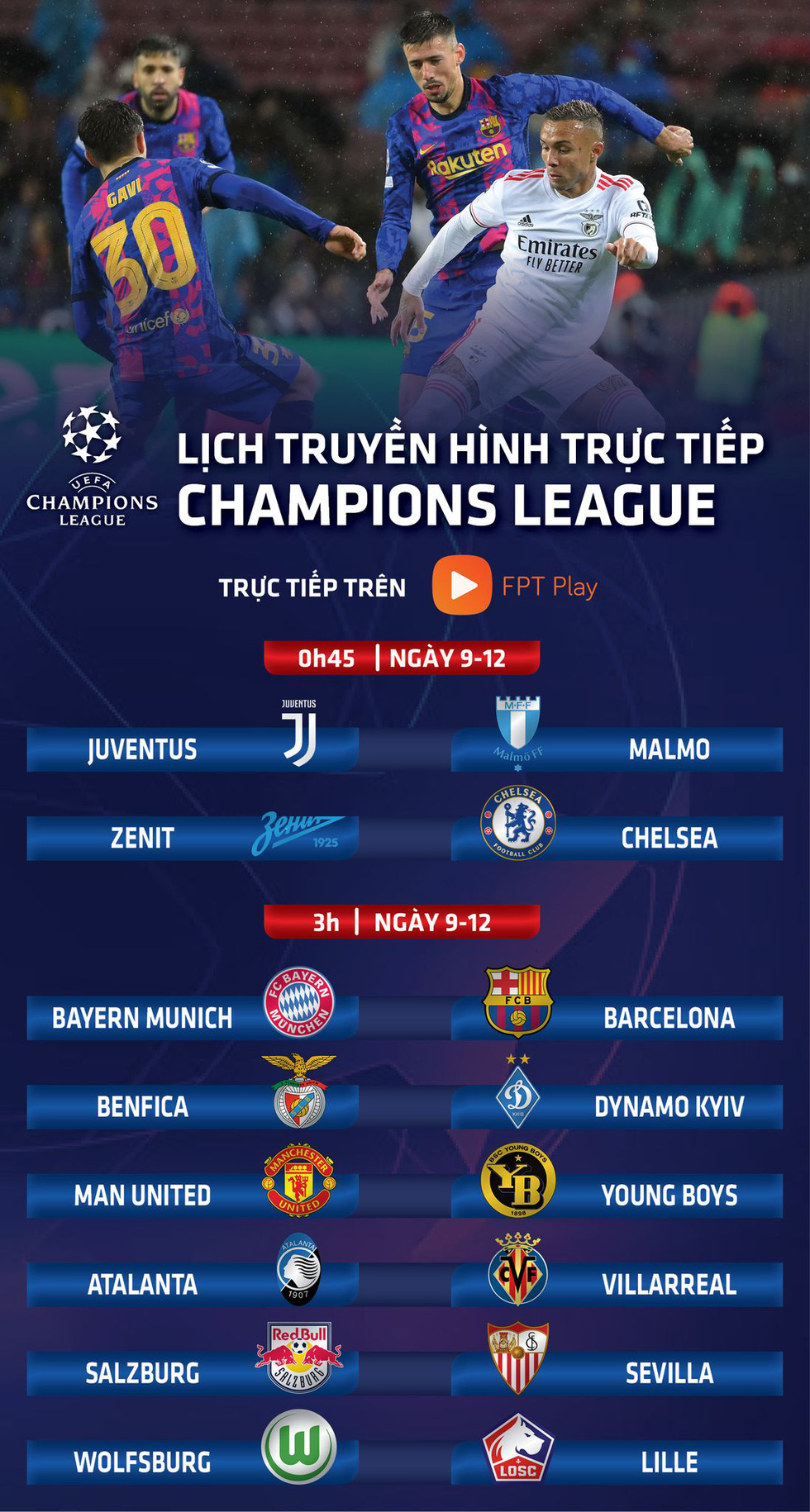 Lịch trực tiếp Champions League 9-12: Tâm điểm Bayern - Barca, Chelsea, Man United thi đấu - Ảnh 1.