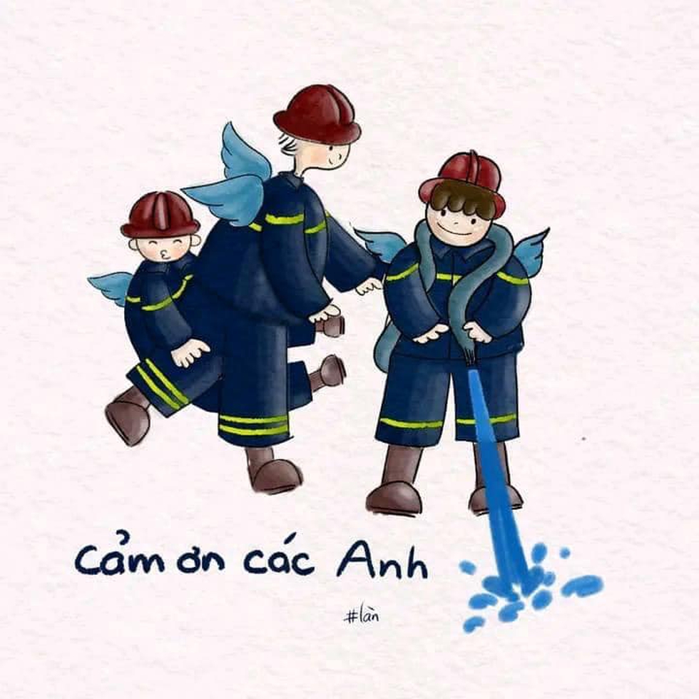 Dân mạng rưng rưng vẽ tranh tiễn biệt 3 chiến sĩ công an cứu hỏa - Ảnh 2. Dân mạng rưng rưng vẽ tranh tiễn biệt 3 chiến sĩ công an cứu hỏa - Ảnh 2.