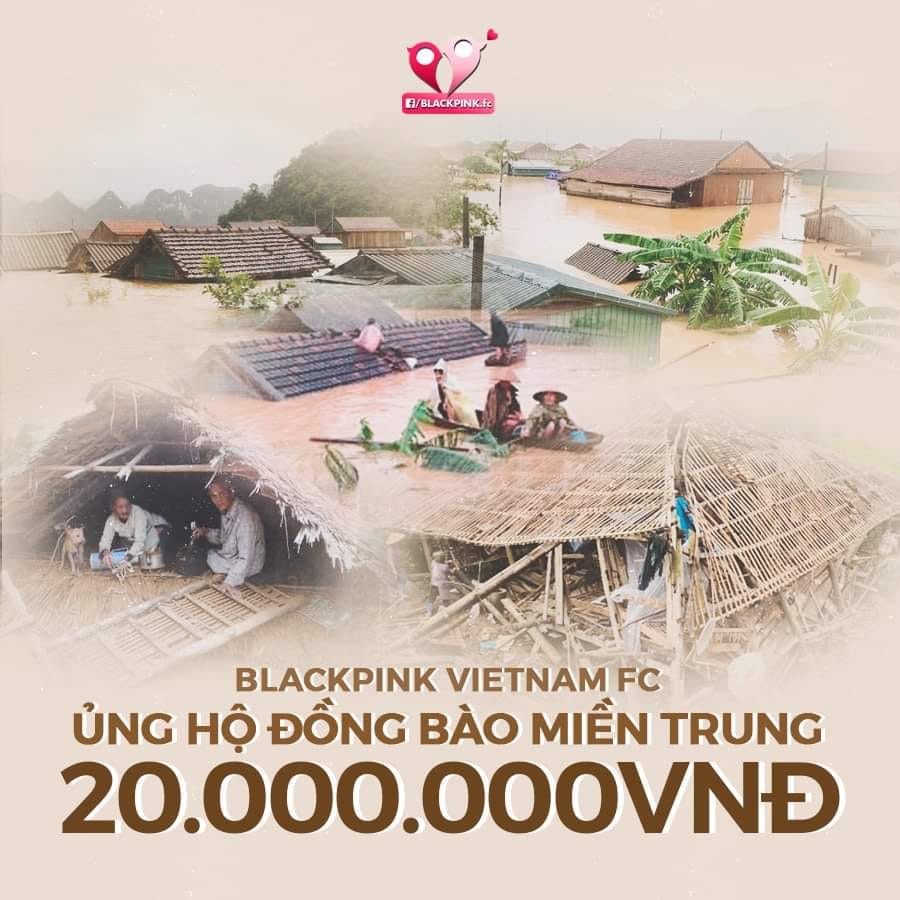 FC Blackpink VietNam quyên góp 20 triệu ủng hộ miền Trung vượt bão số 7