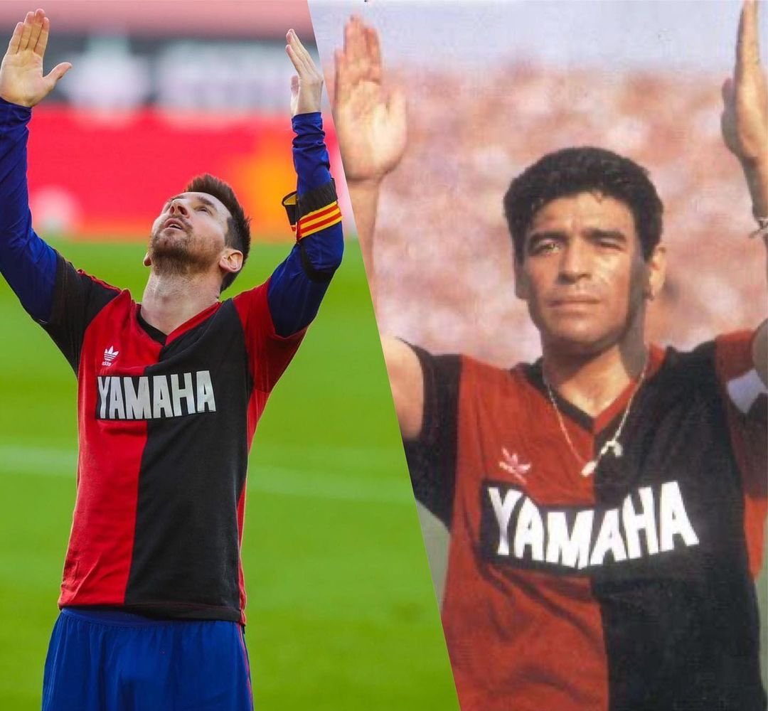 Barca bị phạt vì hành động tri ân của Messi dành cho Maradona. Ảnh: Getty.