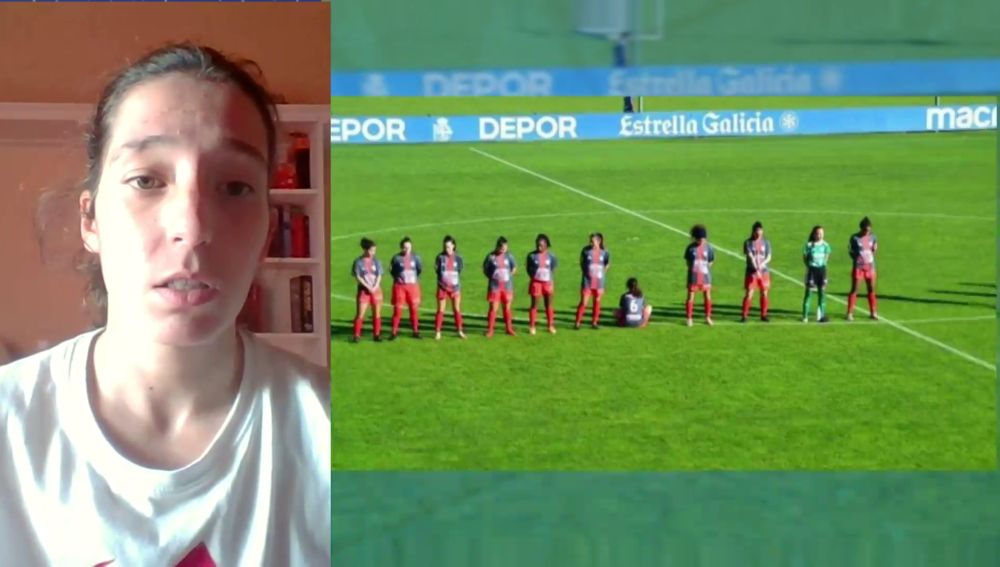 Nữ cầu thủ Paula Dapena ở Tây Ban Nha ngồi bệt trên sân lúc các đồng đội dành 1 phút tri ân Maradona.
