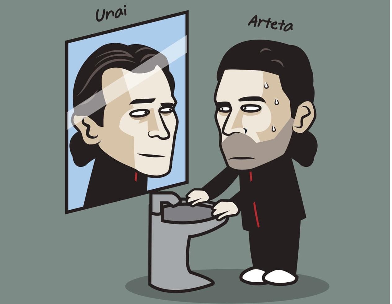 Arteta càng lúc càng hiện hình giống như Unai Emery. Ảnh: Just Toon It.
