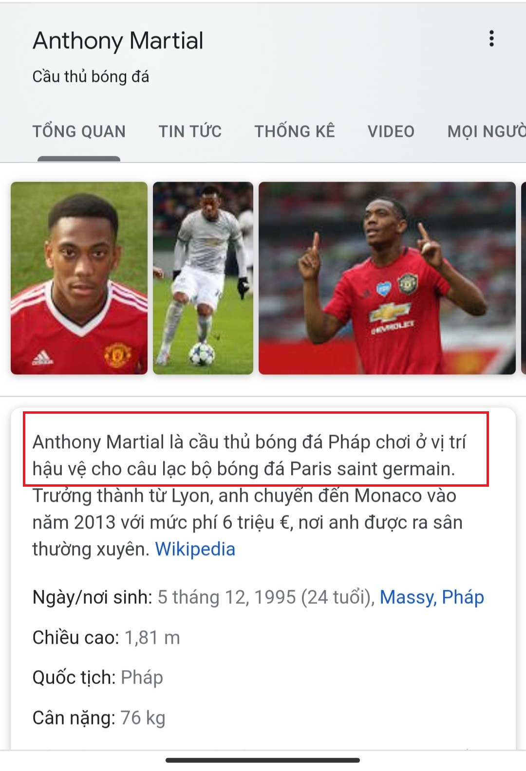 Trang Wikipedia cá nhân của Martial bị sửa