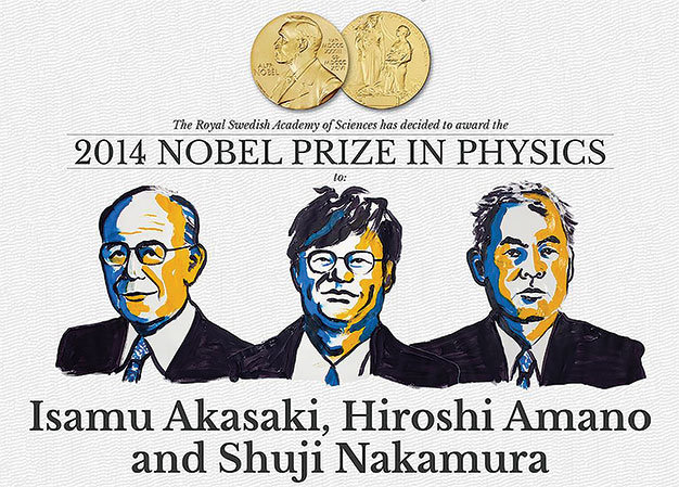 Từ trái sang: GS Isamu Akasaki, GS Hiroshi Amano và GS Shuji Nakamura - Ảnh: nobelprize.org