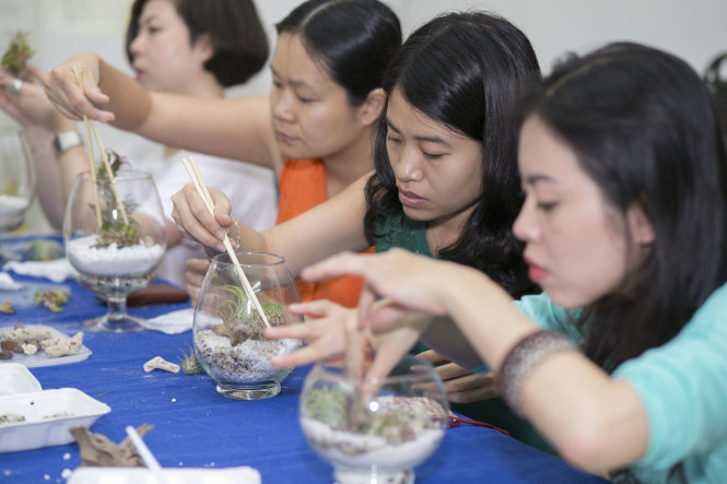 Cùng làm terrarium trong lớp học cuối tuần - Ảnh: Zuki Huỳnh