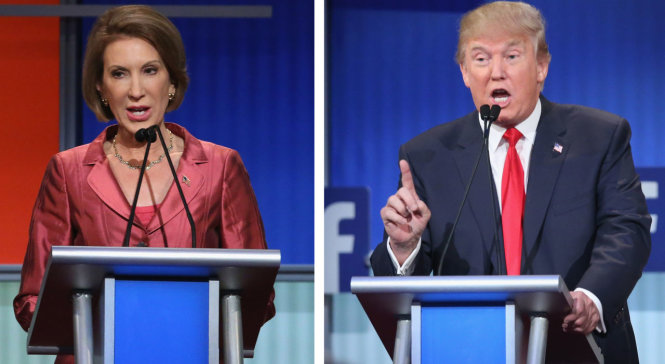 Bà Carly Fiorina và ông Donald Trump - hai ứng viên đang dẫn đầu của phe Cộng hòa -amazonaws.com