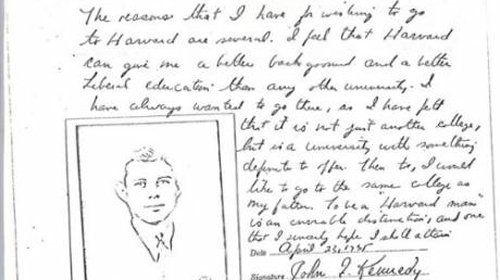 Thư xin học đại học của tổng thống Mỹ John F. Kennedy