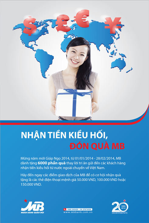 MB Bank tặng 6000 phần quà cho khách hàng nhận tiền kiều hối