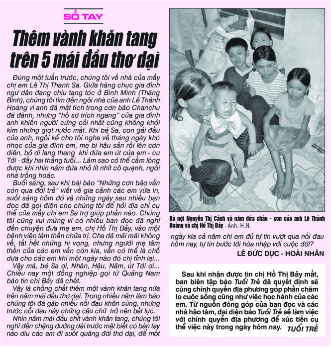 Bài viết xúc động liên quan đến cơn bão Chanchu trên báo Tuổi Trẻ năm 2006