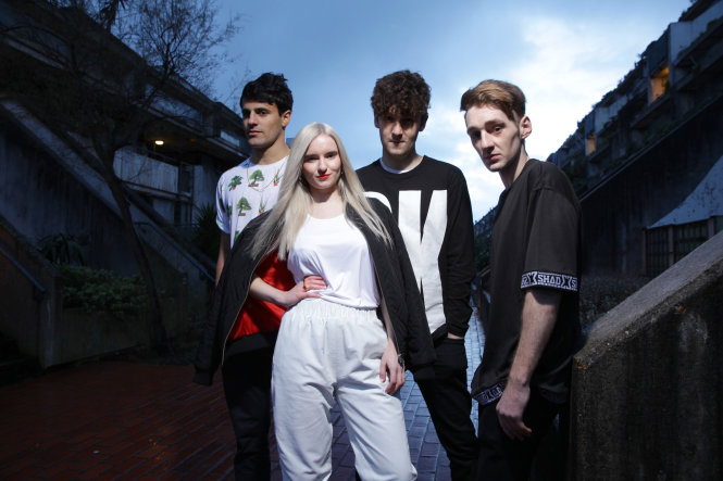 Clean Bandit, photographed at Rowley Way - South Hampstead-From Left:   Milan Neil Amin-Smith (Strings), Grace Chatto (Strings), Jack Patterson (Bass, Sax, Decks) and Luke Patterson (drums).