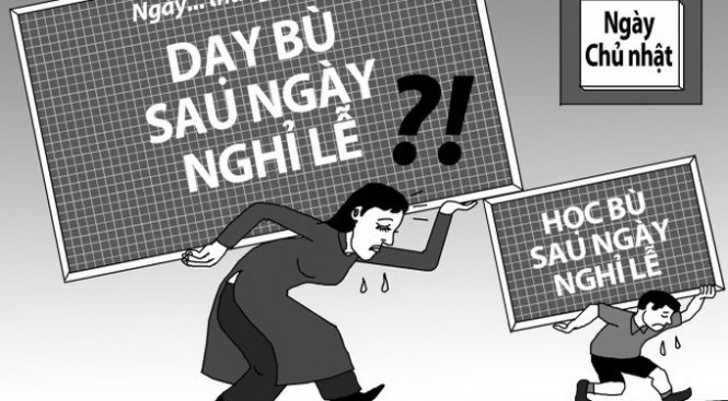 Trường dạy bù vào ngày nghỉ lễ giỗ Tổ vì đám cưới con gái của hiệu trưởng?- Ảnh 2. Tại sao cứ bắt giáo viên dạy bù ngày lễ?