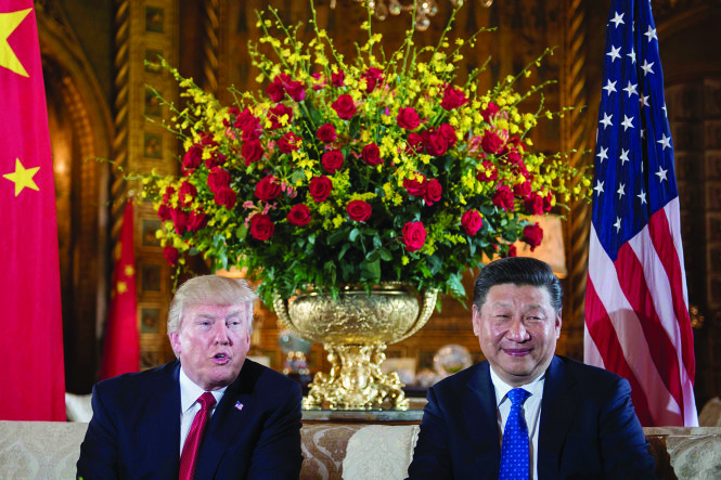 Ông Donald Trump (trái) và ông Tập Cận Bình tại Mar-a-Lago, Mỹ-AFP