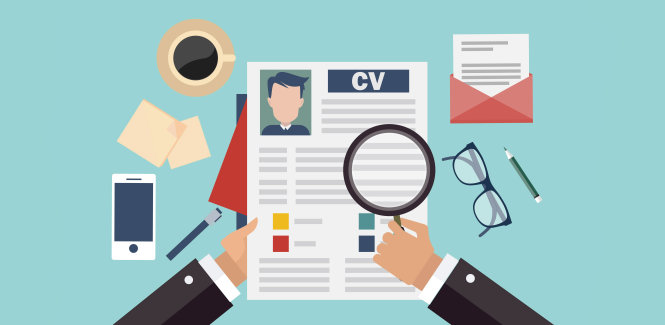 Job recruitment concept with business cv resume