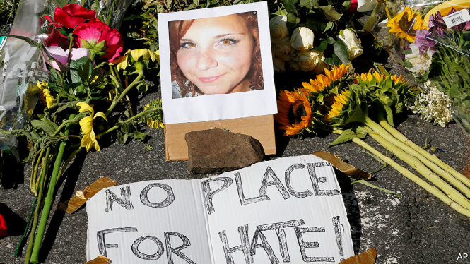 Heather Heyer đã trở thành biểu tượng xả thân cho tranh đấu vì bình đẳng và hòa hợp.-Ảnh: economist.com