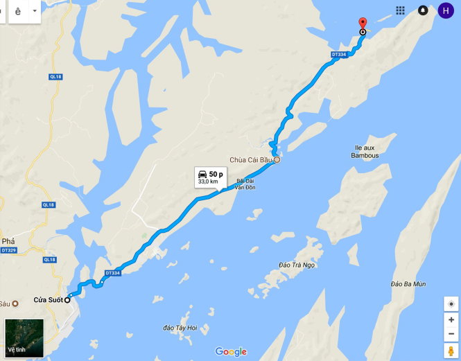 Bản đồ cung đường 33 dài hơn 30km vong cảnh Bái Tử Long.